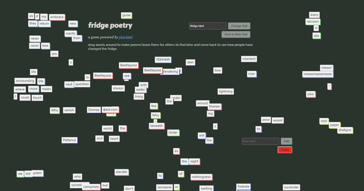 This web game lets you drag words around a communal fridge door to create poetry